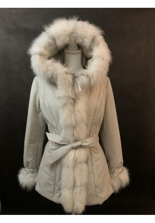 Dámsky textilný kabát s kožušinou Lione white